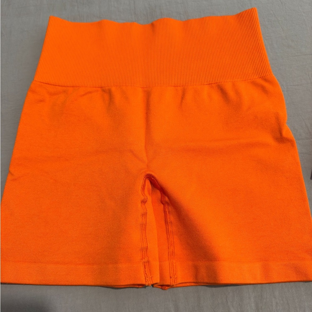 TNA Orange Bike Shorts with Elastic Waistband